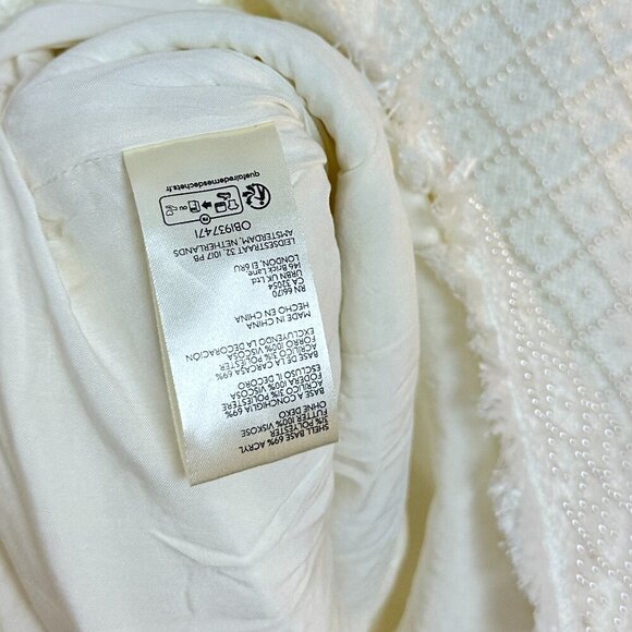 Anthropologie BHLDN Ella V-Neck Pearl Tweed Mini Dress in White Size Medium - Picture 10 of 15